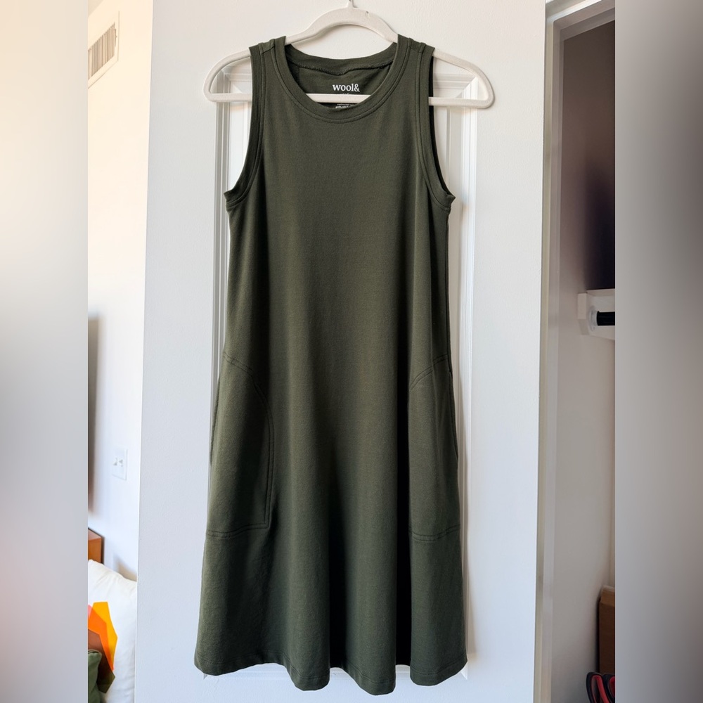 (SOLD) Wool& Sierra Sleeveless Dress in Forest Night - XS
